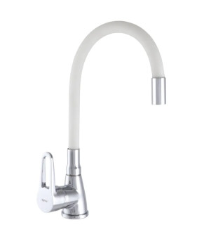 Смеситель для кухни Zerix SOP7 045 с белым гибким изливом (ZX2668)