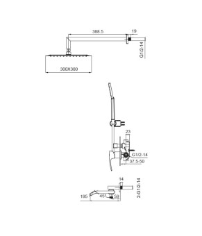 Встраиваемая душевая система Koer KB-66007-05 Черный матовый (KR3465)