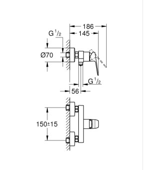 Одноважільний змішувач для душу Grohe Cubeo (1018242430)