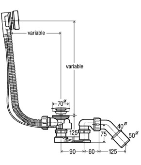 Сифон Simplex для ванны 560мм (285357)