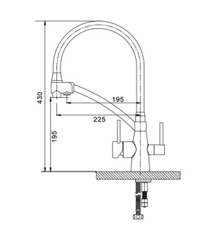Кухонный смеситель KOER KB-72003-01 (KR3375) с силиконовым изливом и выходом для питьевой воды