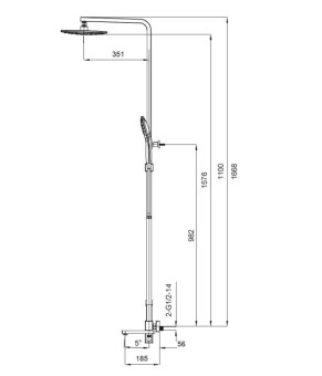 Душова колона Koer KB-56009-05 Чорний матовий (KR3507)
