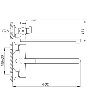 Смеситель для ванны Zerix FAB-7 (ZX3054)