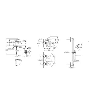 Набір змішувачів 3 в 1 для ванної кімнати Grohe QuickFix StartEdge S-Size UA202501SE