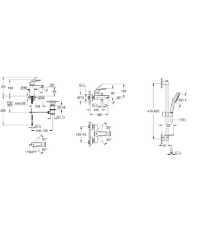 Набір змішувачів для ванни GROHE BAULOOP (33265003+33300003+26907003) UA123238S3
