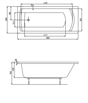  Ванна Roca Linea 180x80 A24T058000