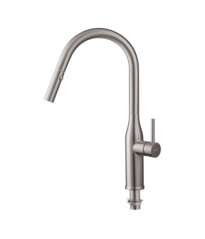 Кухонный смеситель KOER KI-70004-02 с выдвижным изливом (нерж. сталь) (KR3385)