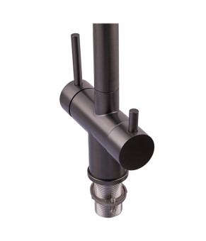 Смеситель для кухни Zerix KIT-021 Graphite REFL.Black с гибким изливом и выходом для питьевой воды, нержавеющая сталь (ZX5559)