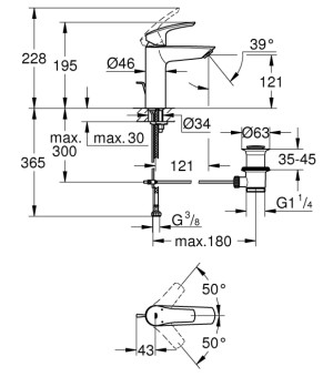 Змішувач для раковини Grohe Eurosmart M-Size (233222433)