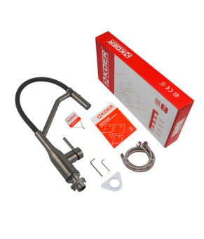 Смеситель для кухни Koer KI-70026-07 с гибким черным изливом (KR5211)