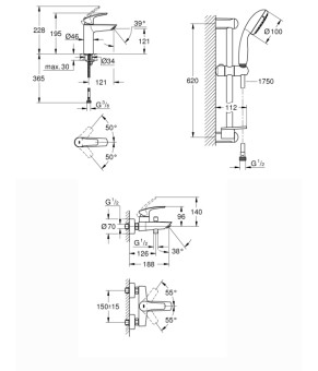 Комплект змішувачів для ванної кімнати Grohe Eurosmart New (UA123246M0)