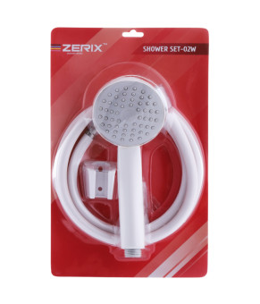 Душовий набір (шланг, лійка, кронштейн) білий Zerix SHOWER SET-02W (ZX3096)