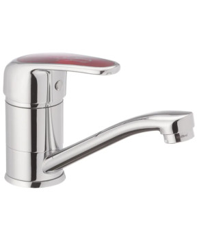 Смеситель для умывальника Haiba Magic 555 (15 см) с красной ручкой (HB0673)