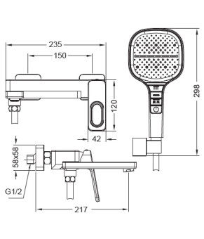 Смеситель для ванны Koer KB-41031-05 с коротким изливом (KR5437)