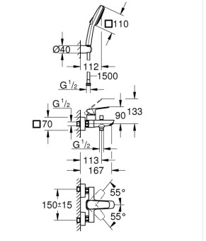 Одноважільний змішувач для ванни Grohe Cubeo (1018140000)