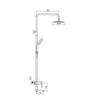 Душевая колонна со смесителем Koer KI-56015-02 (нерж. сталь) (KR4784)