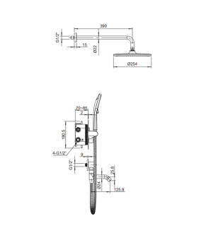 Встроенная душевая система с термостатом Koer KB-67012-05 (Черный матовый) (KR4729)