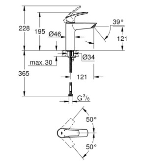 Змішувач для раковини Grohe Eurosmart (чорний матовий) (233242433)