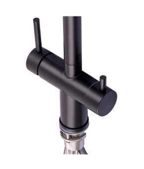 Кухонный смеситель Zerix LUX-024 Black с выдвижной лейкой (нерж. сталь) (ZX5556)