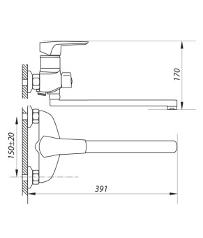 Змішувач для ванни Zerix NGB 180 (ZX0043)