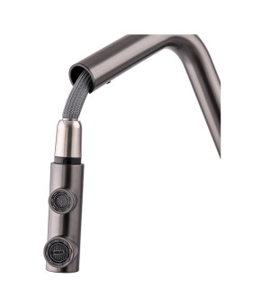 Кухонный смеситель Zerix LUX-024 Graphite с выдвижной лейкой (нерж. сталь) (ZX5557)