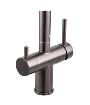 Кухонный смеситель Zerix LUX-024 Graphite с выдвижной лейкой (нерж. сталь) (ZX5557)
