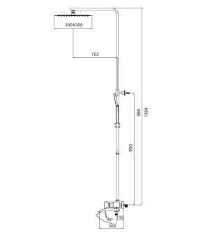 Душевая колонна KOER KB-56007-01 с смесителем (Хром) (KR3460)