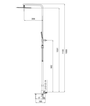 Душевая колонна KOER KB-56010-01 с смесителем (Хром) (KR3494)