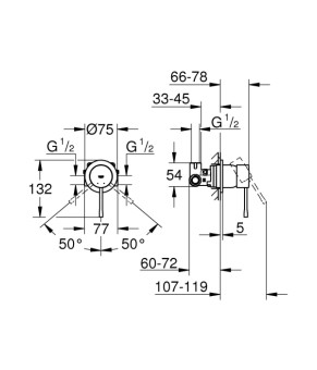Одноважільний змішувач для душу прихованого монтажу Grohe Essence (29197000)