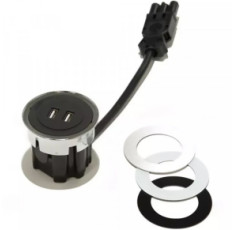 купити недорого Встраиваемый USB-порт Versadot 2хUSB 5V со сменными кольцами (нержавейка, белое, черное) (кабель 2 м) 060.30Y.00008