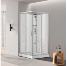 Душевой бокс DUSEL HIKE Satin 90x90x210 стекло прозрачное, профиль сатин 551002