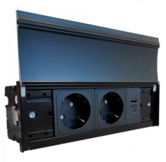 купити недорого Електроустановлювальний модуль ASA Versalid (060.39F.00052), 2 силові розетки + 1 USB.5V, оздоблення – чорний