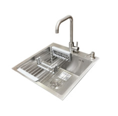 купить недорого Комплект: кухонна мийка + змішувач Romzha Arta Carbon U-450 (B) (RO41524)