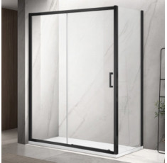 купить недорого Душова кабіна DUSEL A-517B Black Matt 100х90х195 розсувна, профіль чорний, скло прозоре (A517B1090)