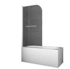 Шторки стеклянные на ванну Koer SR BS02-80x140-TR-01 прозрачное стекло 6мм, хром (KR5401)