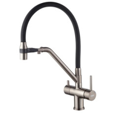 купити недорого Смеситель для кухни KOER KB-72006-07 (KR3382) с силиконовым изливом и выходом для питьевой воды