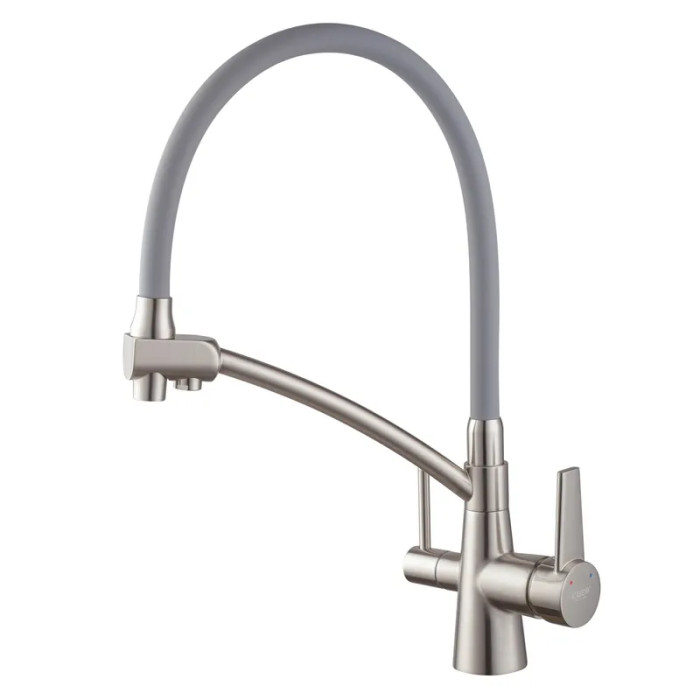 Кухонний змішувач KOER KB-72003-02 з силіконовим гнучким виливом та виходом для питної води (KR3374)