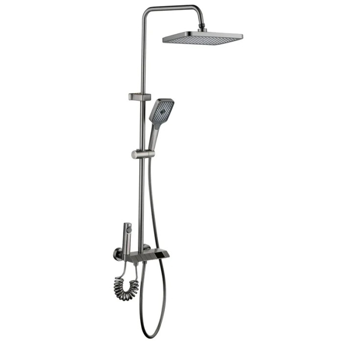 Душова колона зі змішувачем Mixxus Premium NEPTUNE 009-J GRAPHITE з кнопкою перемикання, 4 режими (
