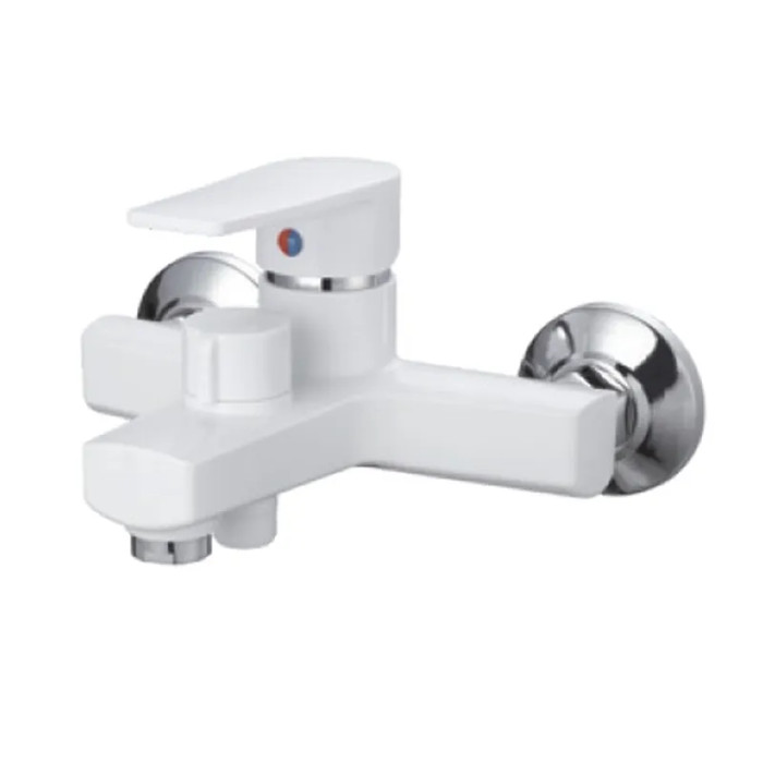 Смеситель для ванны PLAMIX OSCAR-009 EURO SET WHITE (со шлангом, лейкой и кронштейном) (PM0699)