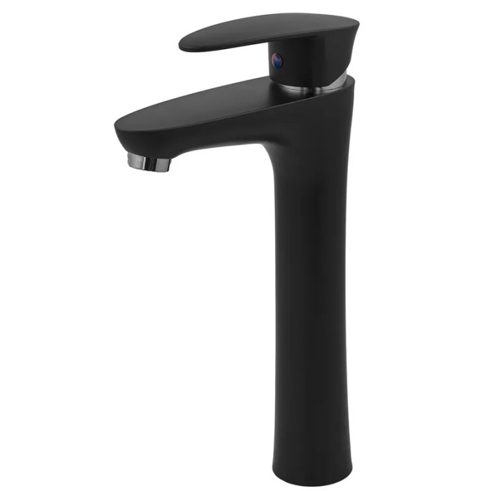 Змішувач для умивальника Plamix Cezar-001 HIGH SET Matte black високий (PM0664)