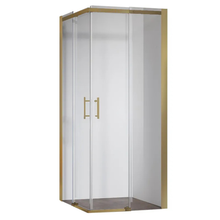 Душова кабіна без піддону Koer SR SC03-90x90x200-TR-12 прозоре скло Easy Clean 6мм, матове золото (