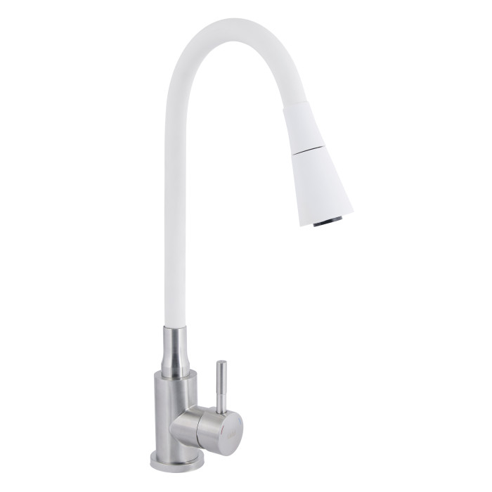 Змішувач для кухні Lidz Aria 015F31 з гнучким виливом (k35) White / Nickel (SD00043084)