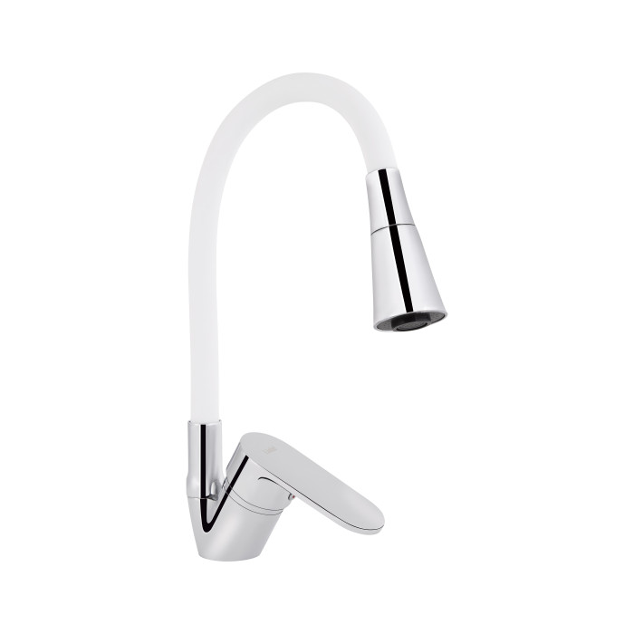 Змішувач для кухні Lidz Tani 008F3 з гнучким виливом (Chrome/White) LDTAN008F3WCR37037