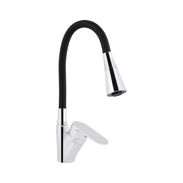 Змішувач для кухні Lidz Tani 007F3 з гнучким виливом (LDTAN007F3BCR37649) Chrome/Black