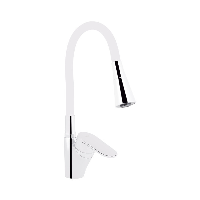 Змішувач для кухні Lidz Tani 007F3 з гнучким виливом (k40) LDTAN007F3WCR40423 Chrome/White