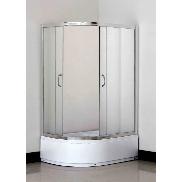 Кабіна душова півкругла 1115R-F-ECO з піддоном 40 см 115х85х195 скло Fabric, профіль хром
