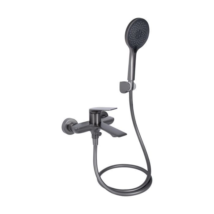 Смеситель для ванны Qtap Vlasta New с душовым гарнитуром Gunmetal Black PVD (QTVLA259GMB45643)
