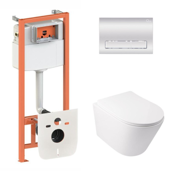 Комплект Qtap Swan Ultra Quiet: подвесной унитаз + инсталляция Nest 4 в 1 (хром, SD00051278)