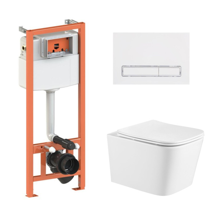 Готовое решение Qtap для ванной: подвесной унитаз Crow Ultra Quiet + инсталляция Nest 4 в 1 (White) (SD00051257)