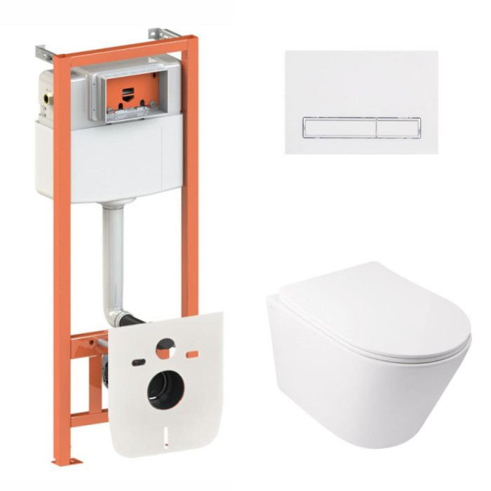 Готовое решение Qtap Swan для ванной: подвесной унитаз + инсталляция Nest 4 в 1 (White) (SD00051279)